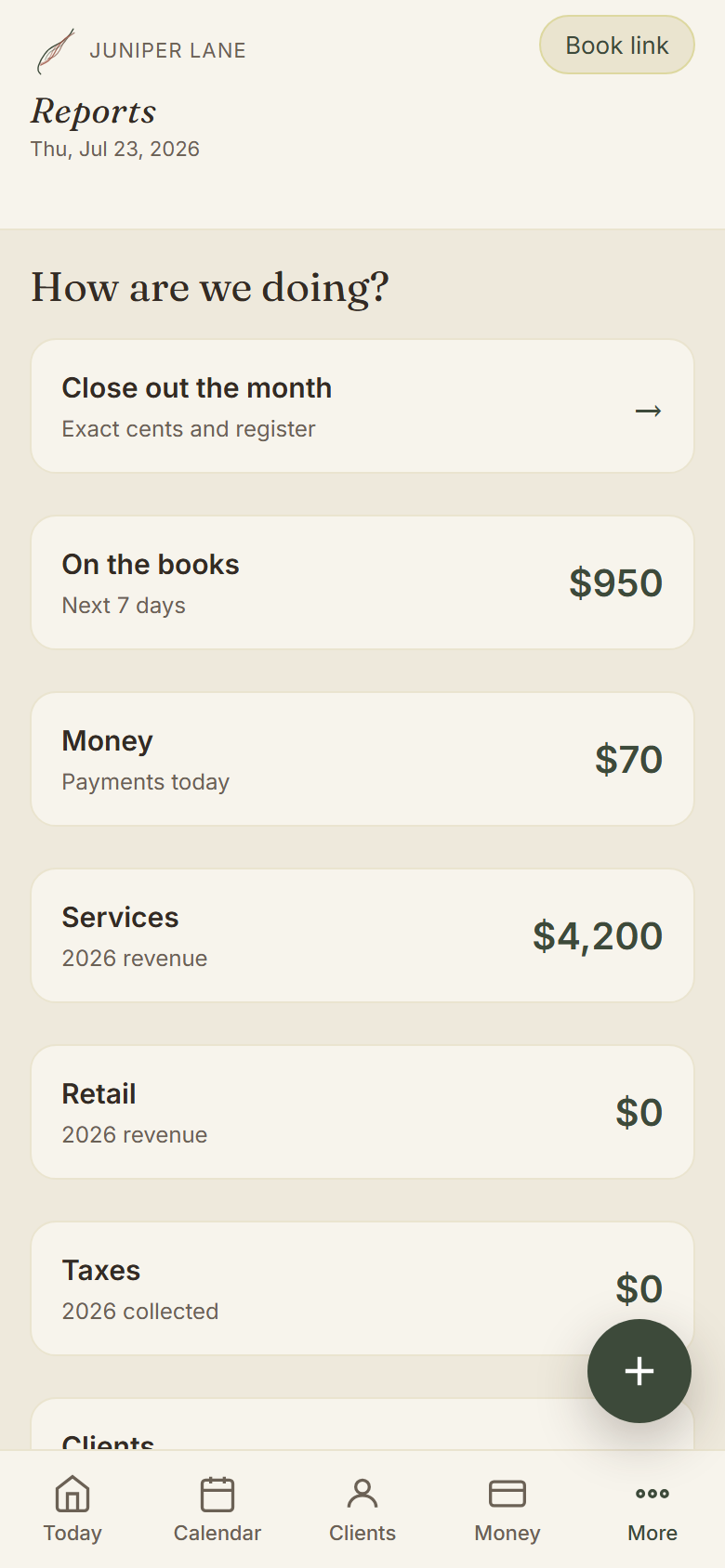 Maravoa reports with revenue forecast cards and income breakdown